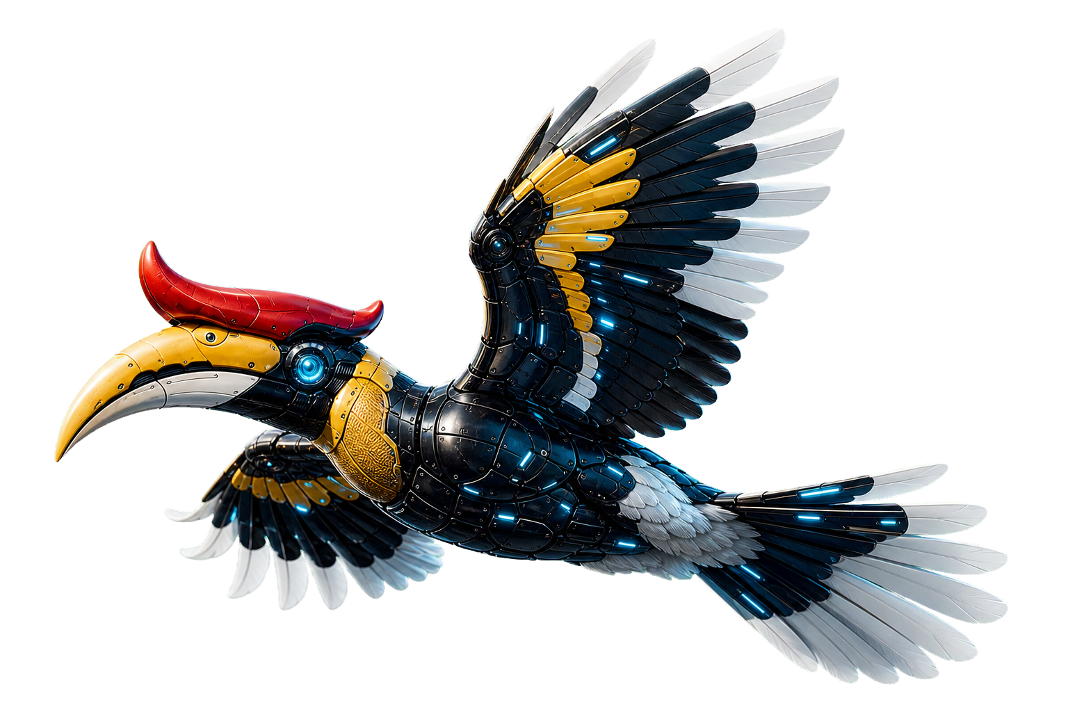 AI For Makers flying hornbill character